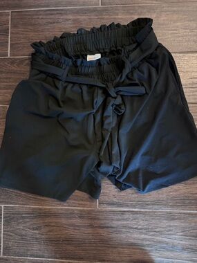 LuLaRoe Black High-Waist Paperbag Tie Shorts